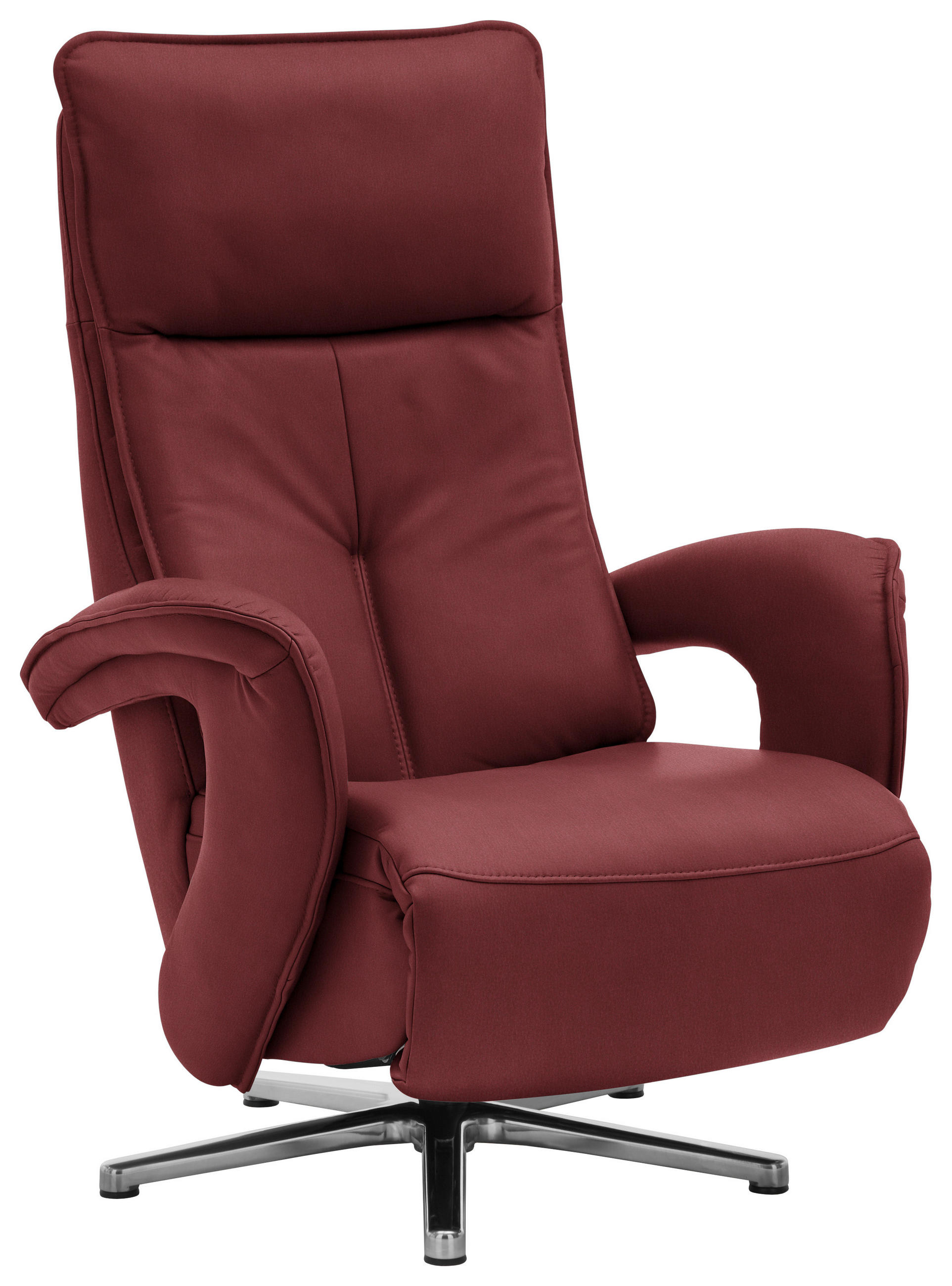 RELAXSESSEL in Leder Rot  - Chromfarben/Rot, Design, Leder/Metall (77/110/87cm) - Valdera