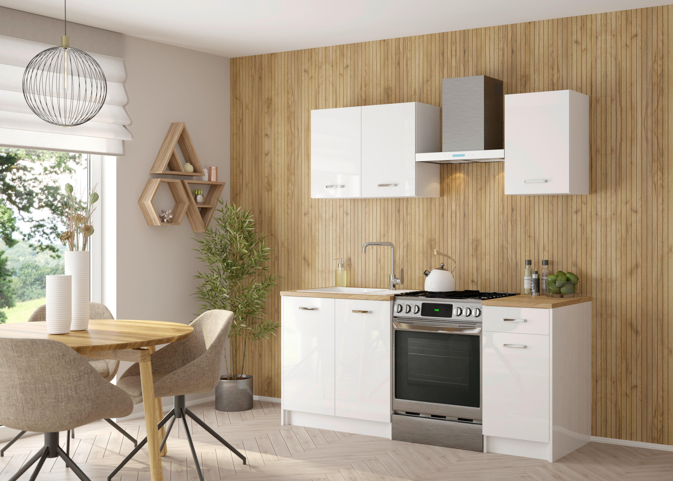 KÜCHENLEERBLOCK 184 cm   in Weiß  - Chromfarben/Weiß Hochglanz, Design, Holzwerkstoff/Metall (184cm) - MID.YOU