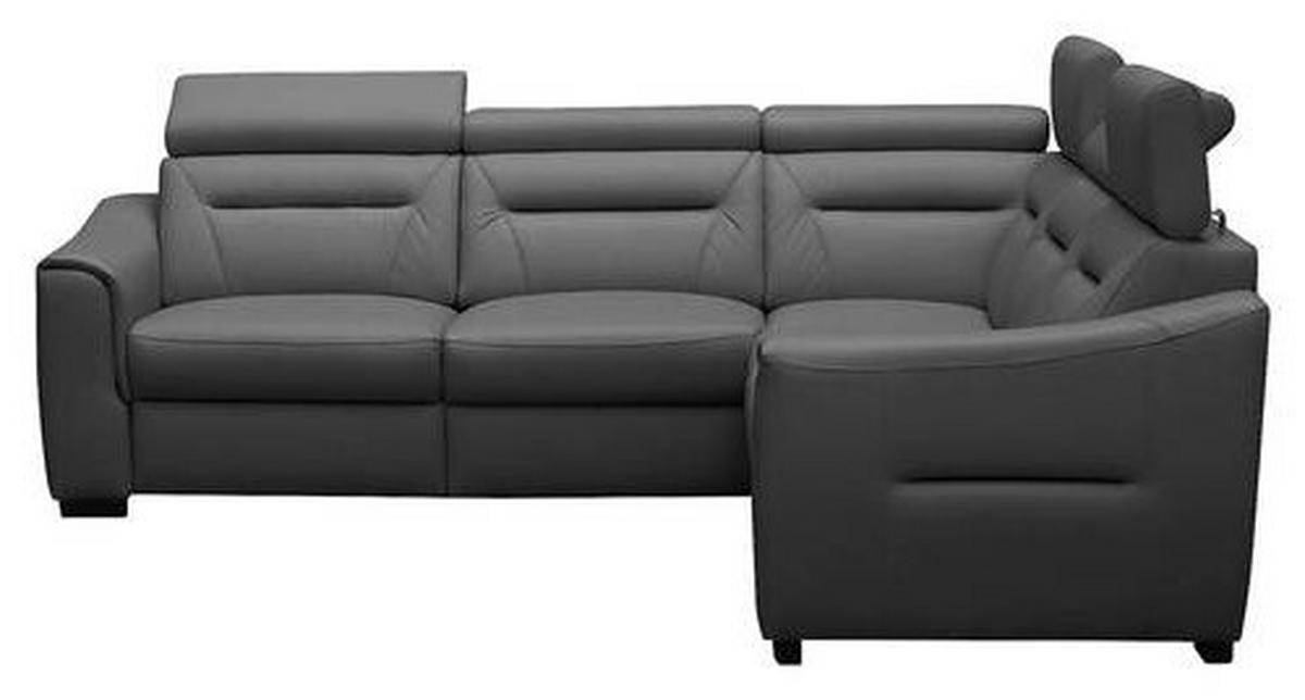 ECKSOFA Lederlook Echtleder Anthrazit  - Wengefarben/Anthrazit, Design, Leder/Holz (260/260cm) - Celina Home