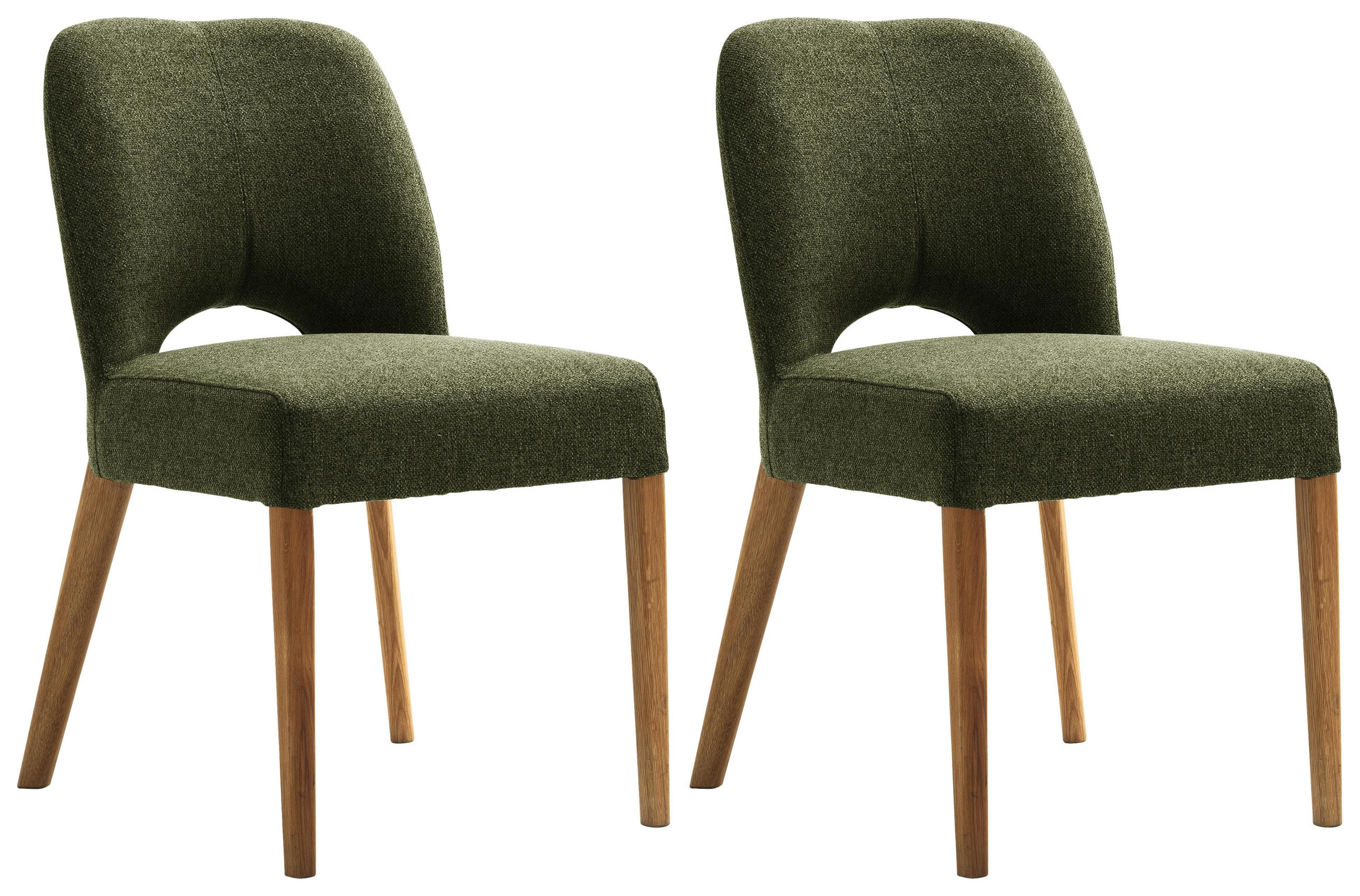 Stuhl-Set in Holz, Textil Eichefarben, Olivgrün