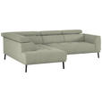 ECKSOFA in Chenille Creme  205/280 cm  - Creme/Schwarz, Design, Textil/Metall (205/280cm) - Xora