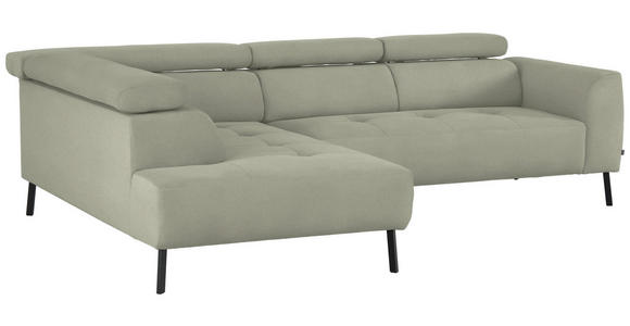 ECKSOFA in Chenille Creme  205/280 cm  - Creme/Schwarz, Design, Textil/Metall (205/280cm) - Xora