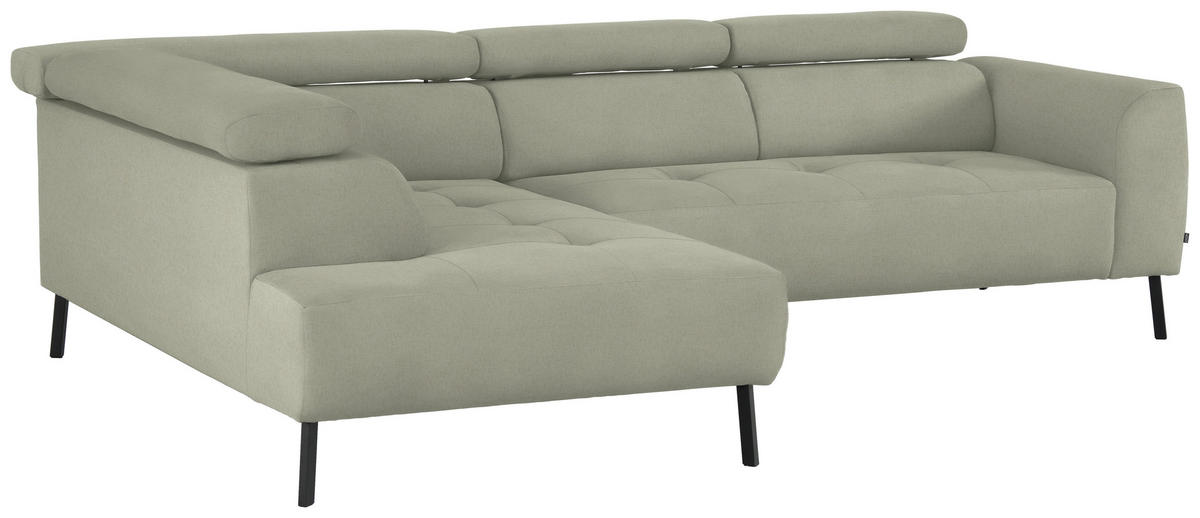 ECKSOFA in Chenille Creme  205/280 cm  - Creme/Schwarz, Design, Textil/Metall (205/280cm) - Xora
