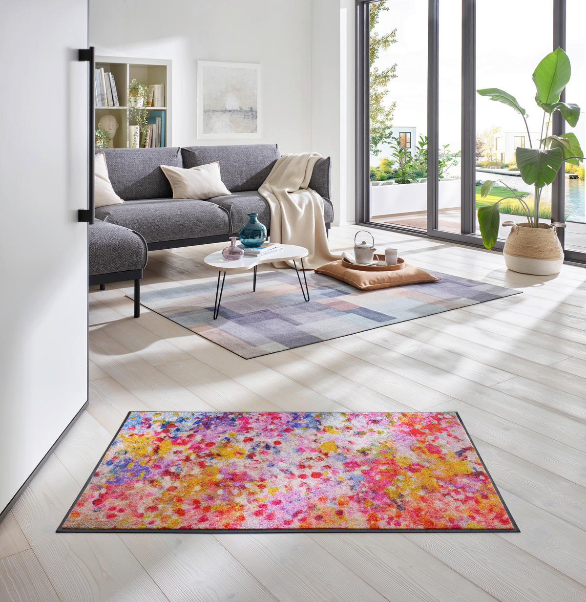 FLACHWEBETEPPICH 110/175 cm Gentle Blocks Grau  - Grau, Design, Kunststoff/Textil (110/175cm) - wash+dry