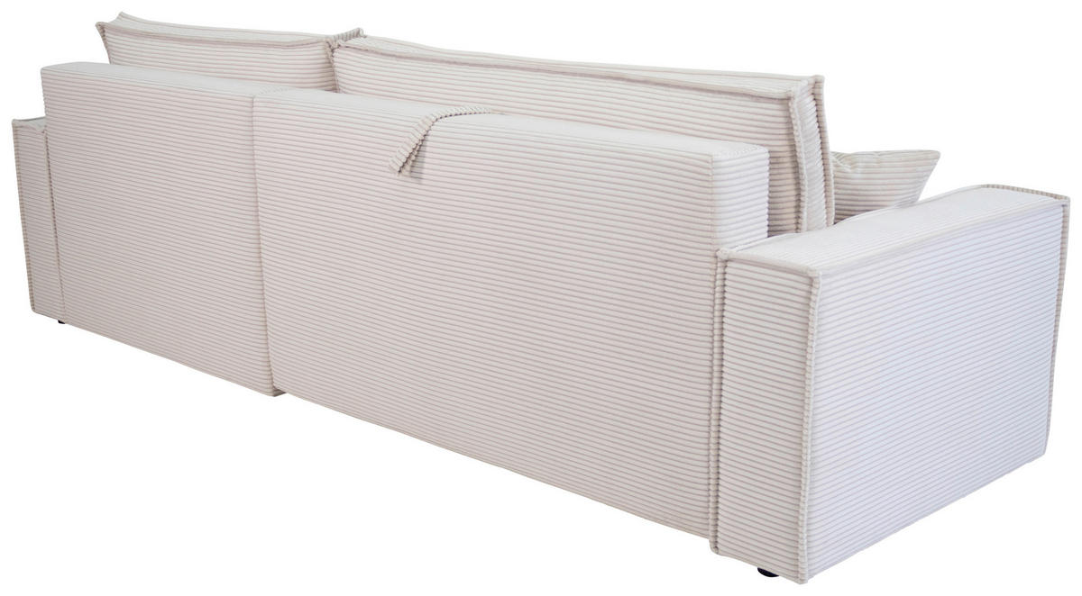 ECKSOFA inkl. Funktionen Creme Cord  - Creme/Schwarz, Design, Textil (267/141cm) - Xora