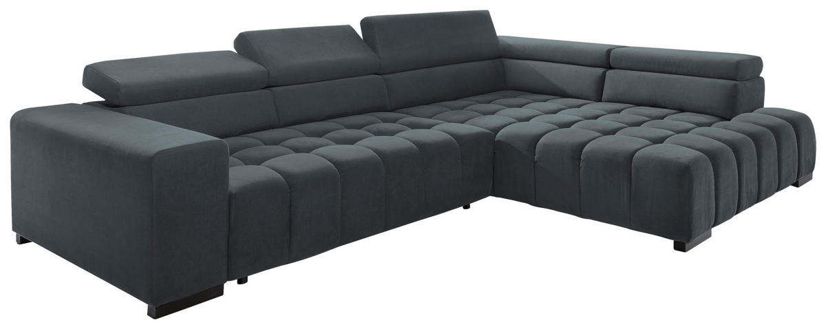 ECKSCHLAFSOFA in Dunkelgrau Textil   - Dunkelgrau/Schwarz, Design, Holz/Textil (307/201cm) - Livetastic