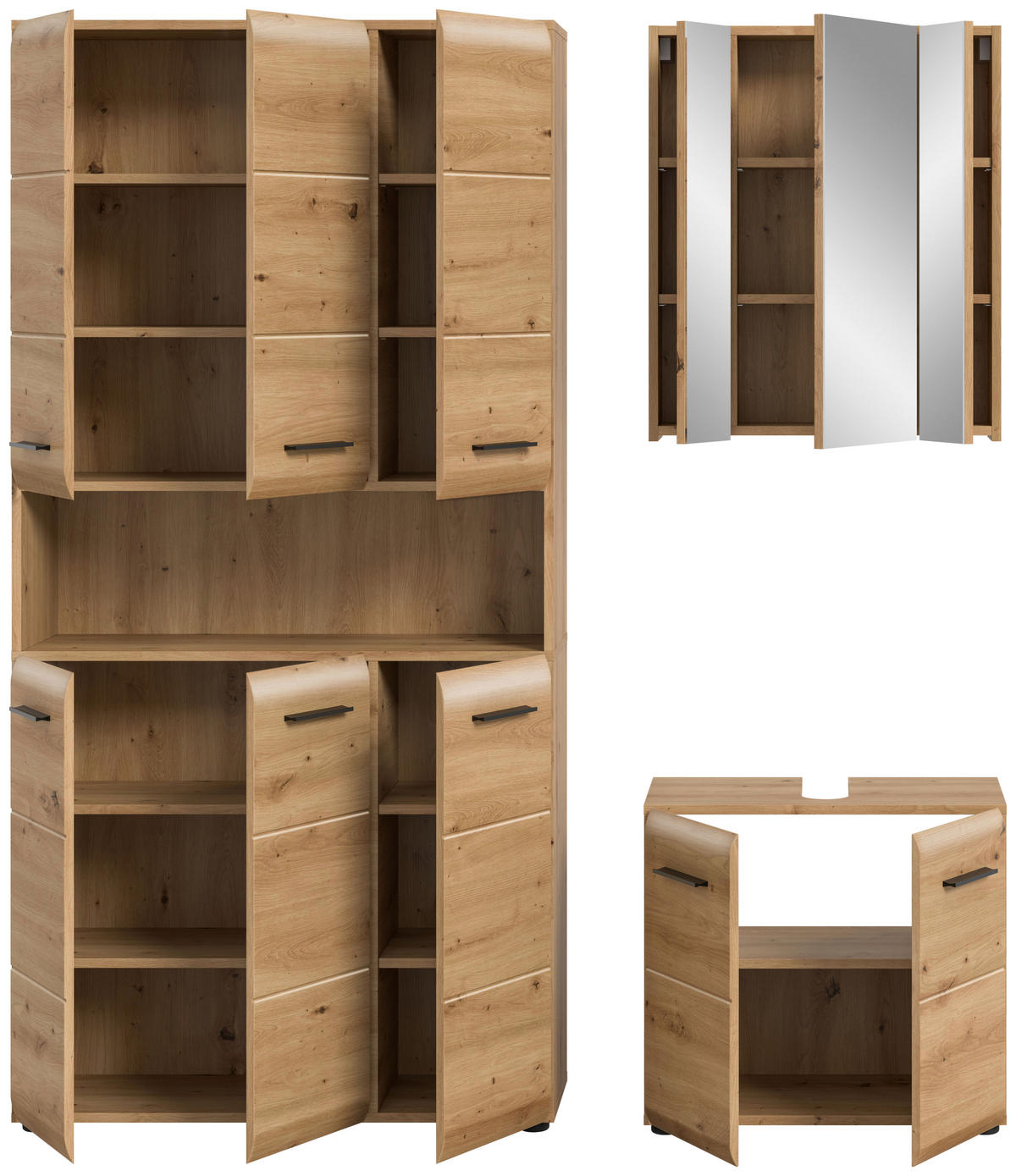 BADRUM 150 cm  - svart/ek Artisan, Basics, trämaterial/plast (150cm) - MID.YOU