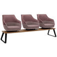 SITZBANK 210/87/67 cm  in Rosa, Weiß  - Beige/Schwarz, Design, Leder/Holz (210/87/67cm) - Ambiente