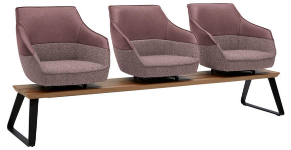 SITZBANK 210/87/67 cm in Rosa, Weiß - Beige/Schwarz, Design, Leder/Holz (210/87/67cm) - Ambiente