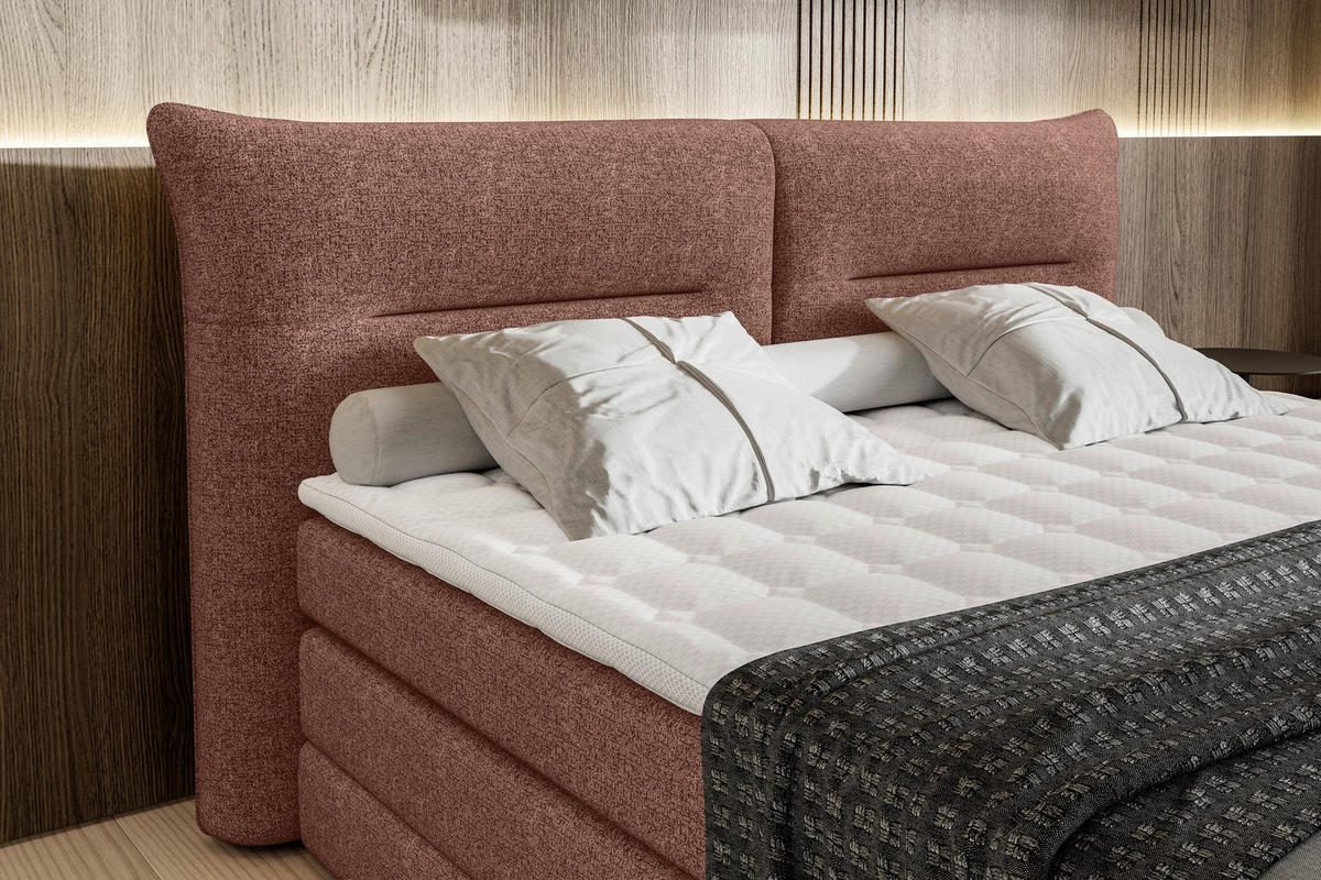 BOXSPRINGBETT 180/200 cm  in Rot  - Rot/Schwarz, Design, Kunststoff/Textil (180/200cm) - Chameo