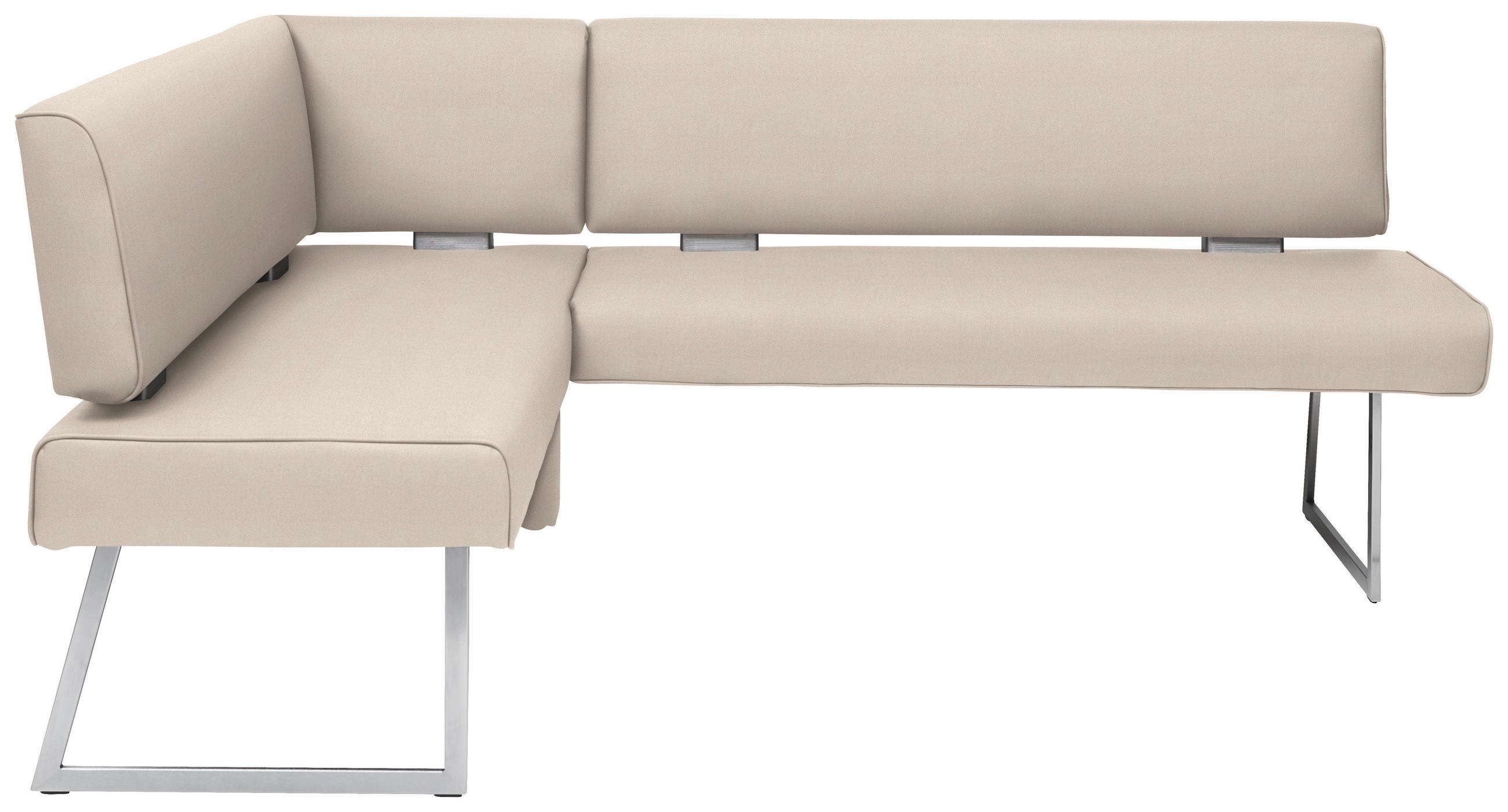 ECKBANK in Metall, Textil Creme, Edelstahlfarben  - Edelstahlfarben/Creme, Design, Textil/Metall (137/173cm) - Dieter Knoll