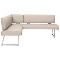 ECKBANK 137/196 cm  in Creme, Edelstahlfarben  - Edelstahlfarben/Creme, Design, Textil/Metall (137/196cm) - Dieter Knoll