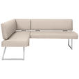 ECKBANK 137/208 cm  in Creme, Edelstahlfarben  - Edelstahlfarben/Creme, Design, Textil/Metall (137/208cm) - Dieter Knoll