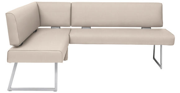 ECKBANK 137/208 cm  in Creme, Edelstahlfarben  - Edelstahlfarben/Creme, Design, Textil/Metall (137/208cm) - Dieter Knoll