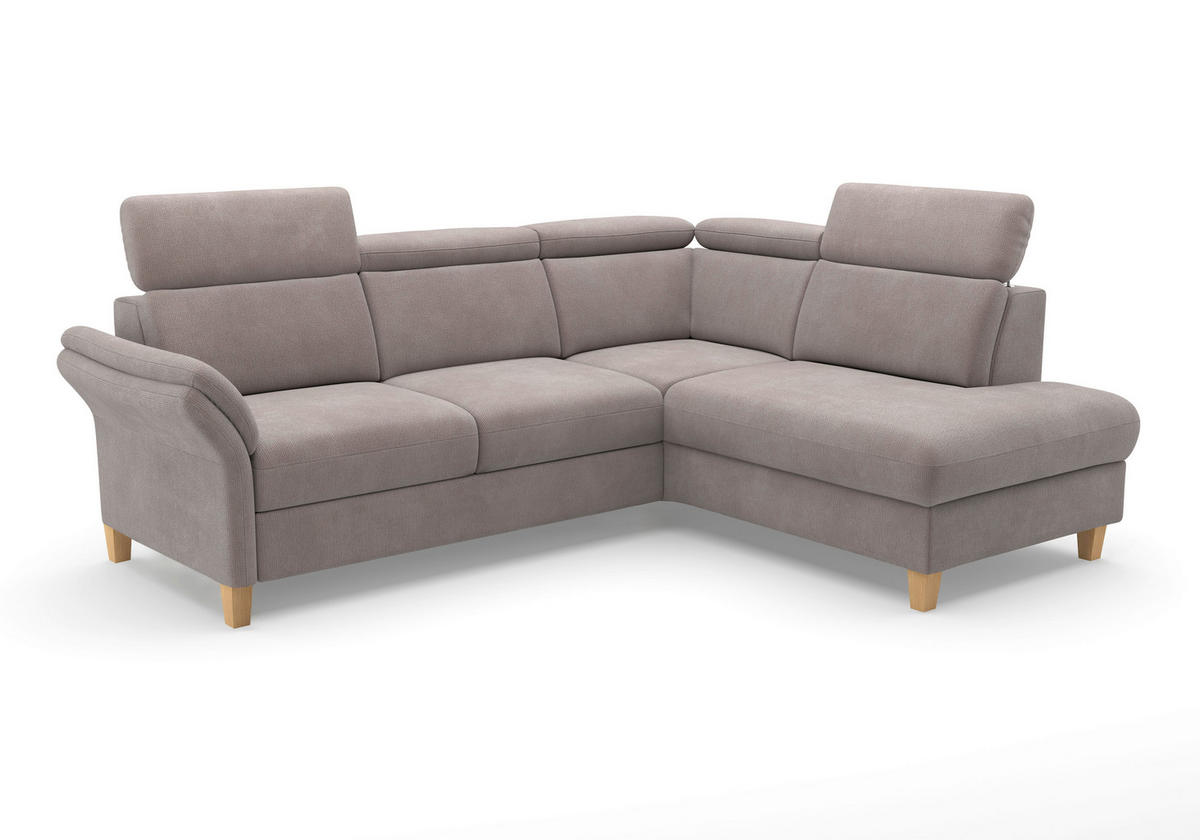 ECKSOFA GLENDALE E Taupe Flachgewebe  - Taupe/Eichefarben, KONVENTIONELL, Holz/Textil (247/193cm) - Sit & More