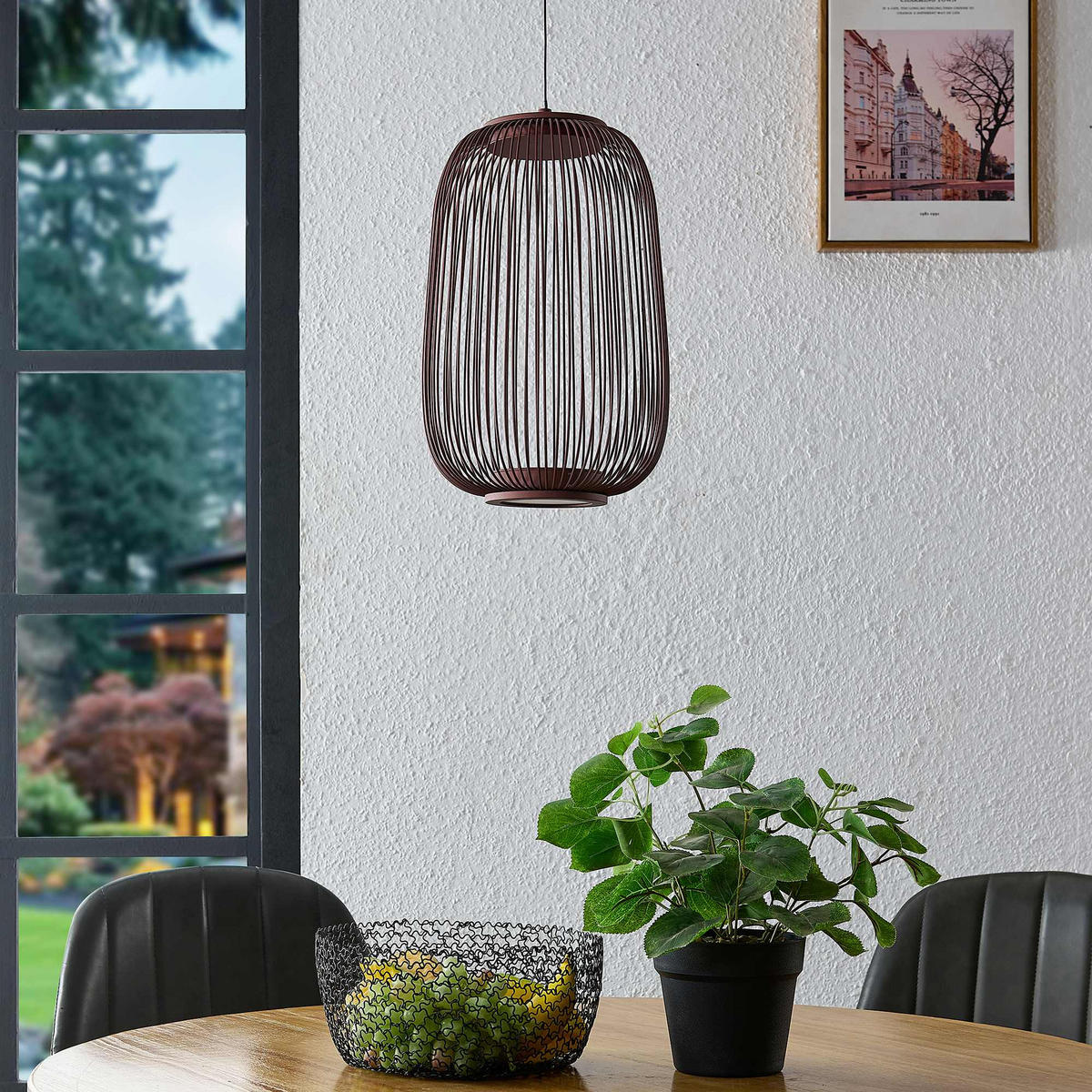 LED-HÄNGELEUCHTE Cage 22,5/50-150 cm  - Braun, Design, Kunststoff/Metall (22,5/50-150cm) - Dieter Knoll