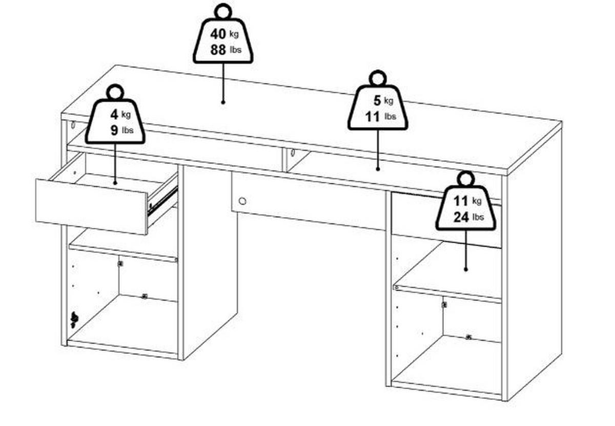SCHREIBTISCH 149/48,2/156,2 cm  in Eichefarben  - Eichefarben, MODERN, Holzwerkstoff (149/48,2/156,2cm) - MID.YOU