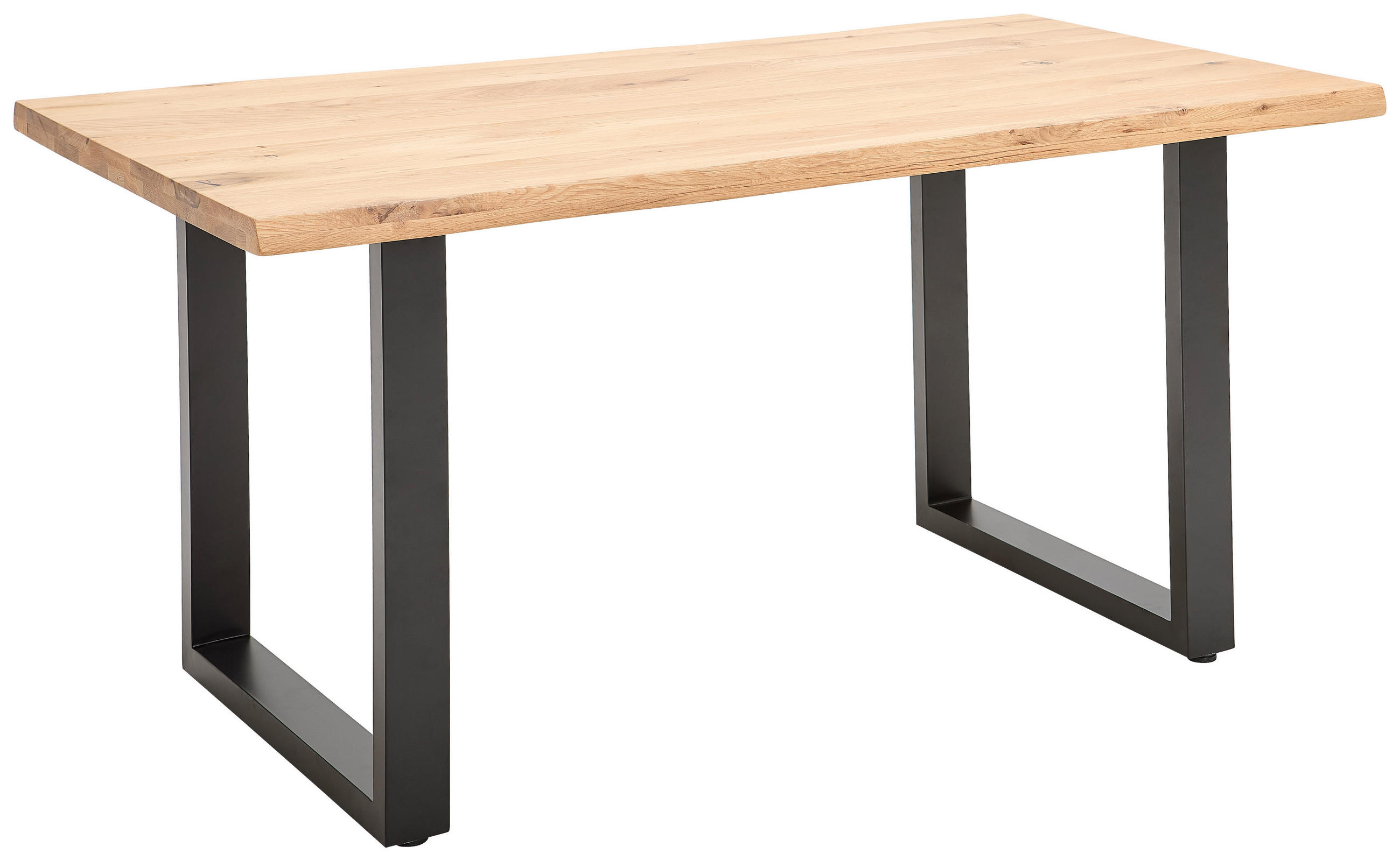 ESSTISCH Eiche vollmassiv rechteckig Eichefarben, Schwarz  - Eichefarben/Schwarz, Design, Holz/Metall (160/90/76cm) - home24