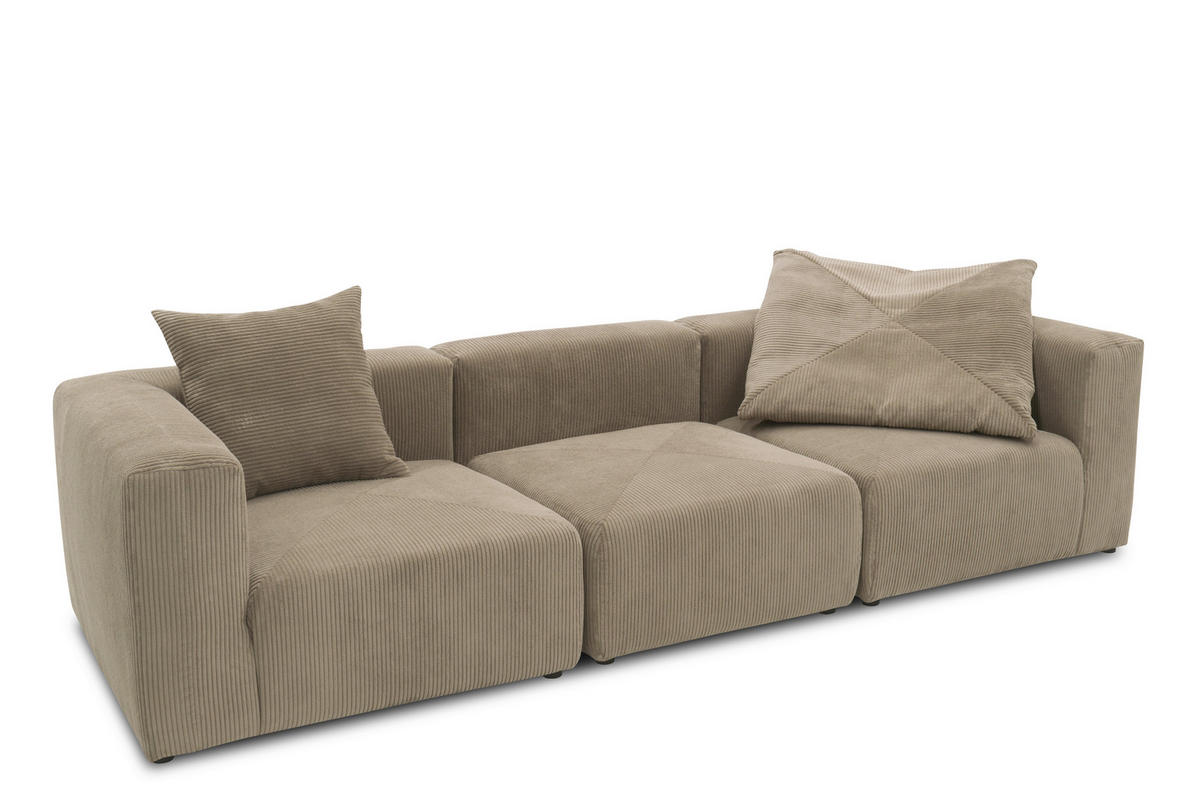 3-SITZER-SOFA Cord, Mikrofaser Schlammfarben  - Schlammfarben/Schwarz, Design, Kunststoff/Textil (301/69/108cm) - MID.YOU