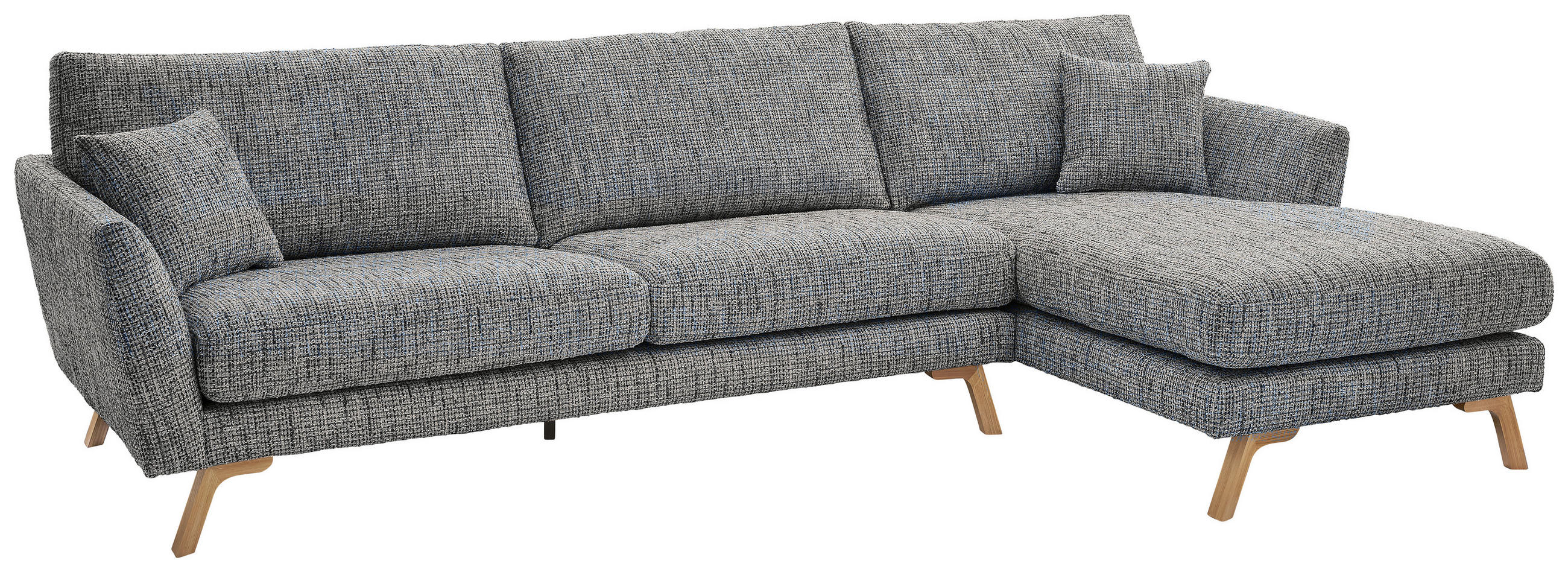 ECKSOFA Blaugrau Webstoff  - Eichefarben/Blaugrau, KONVENTIONELL, Holz/Textil (293/160cm) - SetOne by Musterring