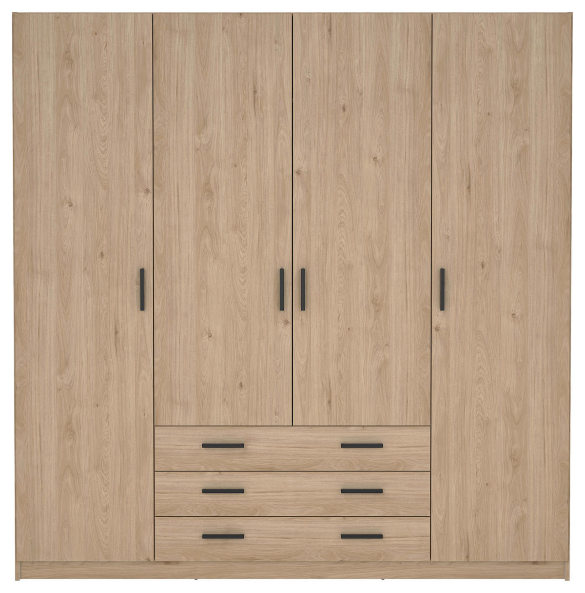 ŠATNÍKOVÁ SKRIŇA, farba duba, 195,5/200,4/49,6 cm - čierna/farba duba, Basics, kov/kompozitné drevo (195,5/200,4/49,6cm) - MID.YOU