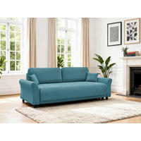 SCHLAFSOFA Malta Cord Hellblau  inkl. Zierkissen, Rückenkissen, Bettkasten, Schlaffunktion, Rücken echt  - Schwarz/Hellblau, Design, Textil (244/88/100cm) - P & B