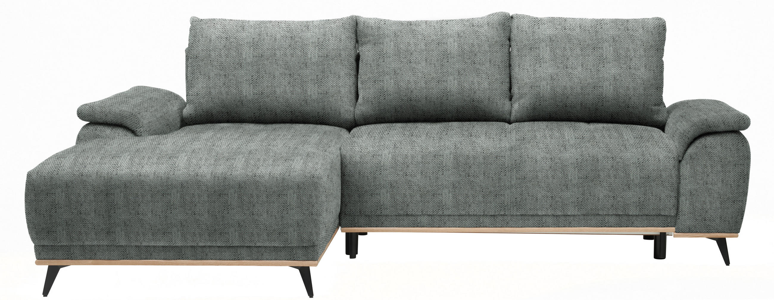 ECKSOFA Dunkelgrau Struktur  - Dunkelgrau/Schwarz, MODERN, Textil/Metall (168/262cm) - home24