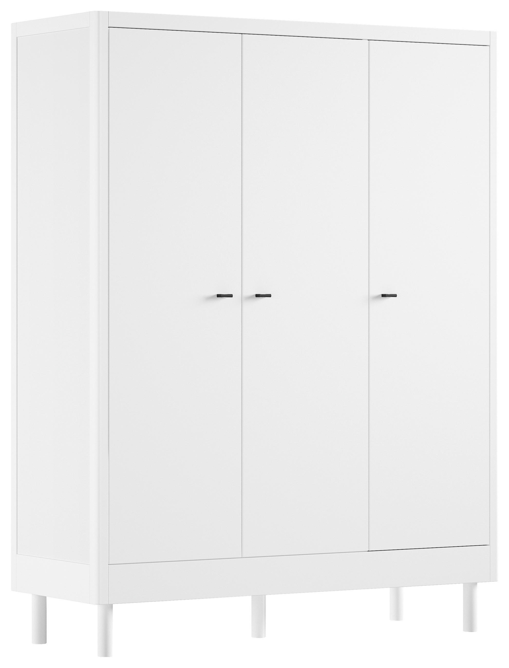 DREHTÜRENSCHRANK 3-türig Buche massiv Weiß  - Schwarz/Weiß, MODERN, Holz/Metall (145,8/190/55cm) - Vipack