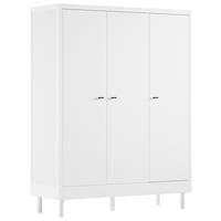 DREHTÜRENSCHRANK 3-türig Buche massiv Weiß  - Schwarz/Weiß, MODERN, Holz/Metall (145,8/190/55cm) - Vipack
