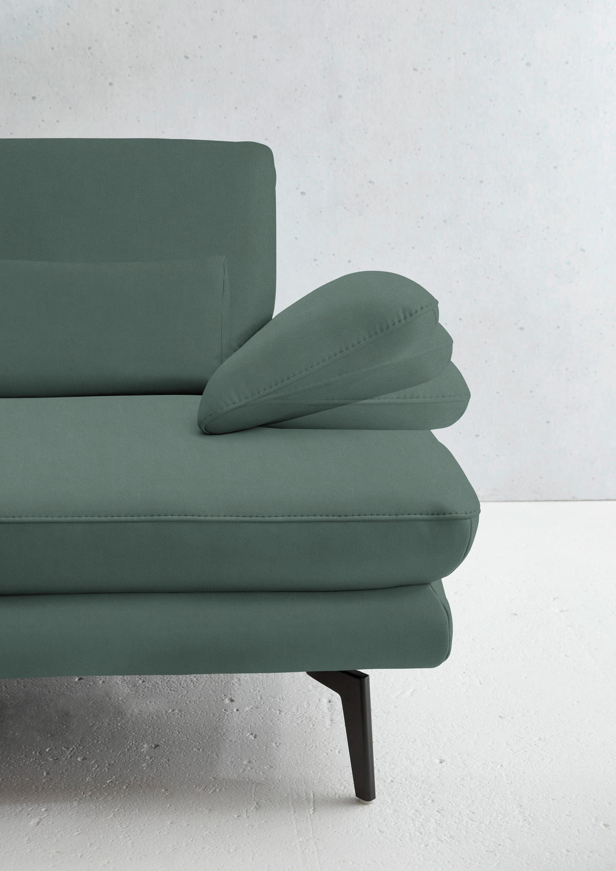 3-SITZER-SOFA in Echtleder Opal  - Opal/Schwarz, Design, Leder/Metall (222/86/104cm) - Dieter Knoll