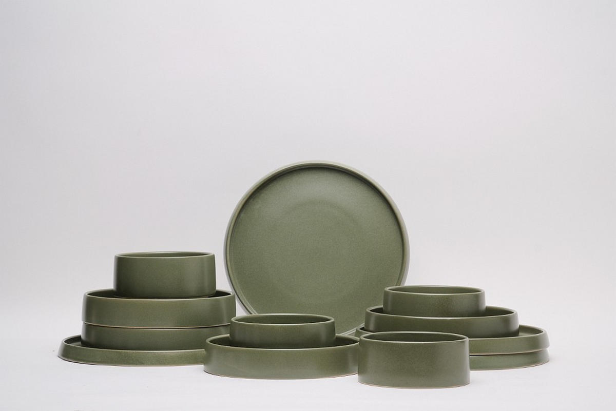 KOMPLETT SERVIS Kyoto 12 delar  - grön, Trend, keramik - Novel