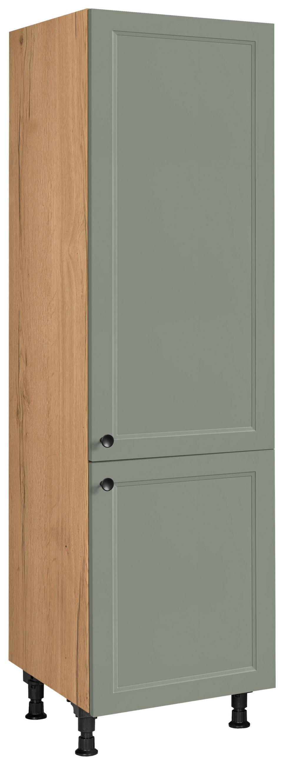 GERÄTEUMBAUSCHRANK 60/216,6/58 cm  in Grün  - Edelstahlfarben/Eichefarben, MODERN, Holzwerkstoff/Metall (60/216,6/58cm) - Nobilia