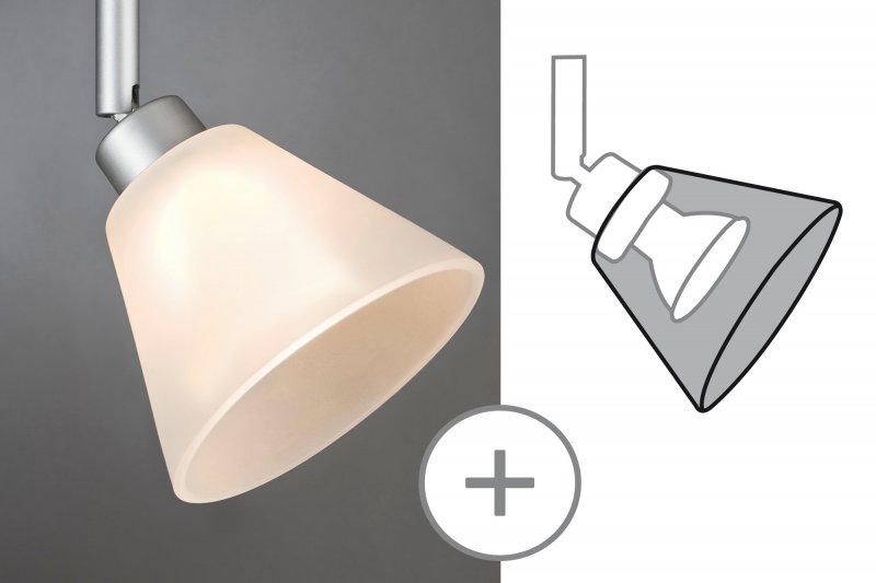 SCHIENENSYSTEM-LEUCHTENSCHIRM URail   - Weiß, Design, Glas (8cm) - Paulmann