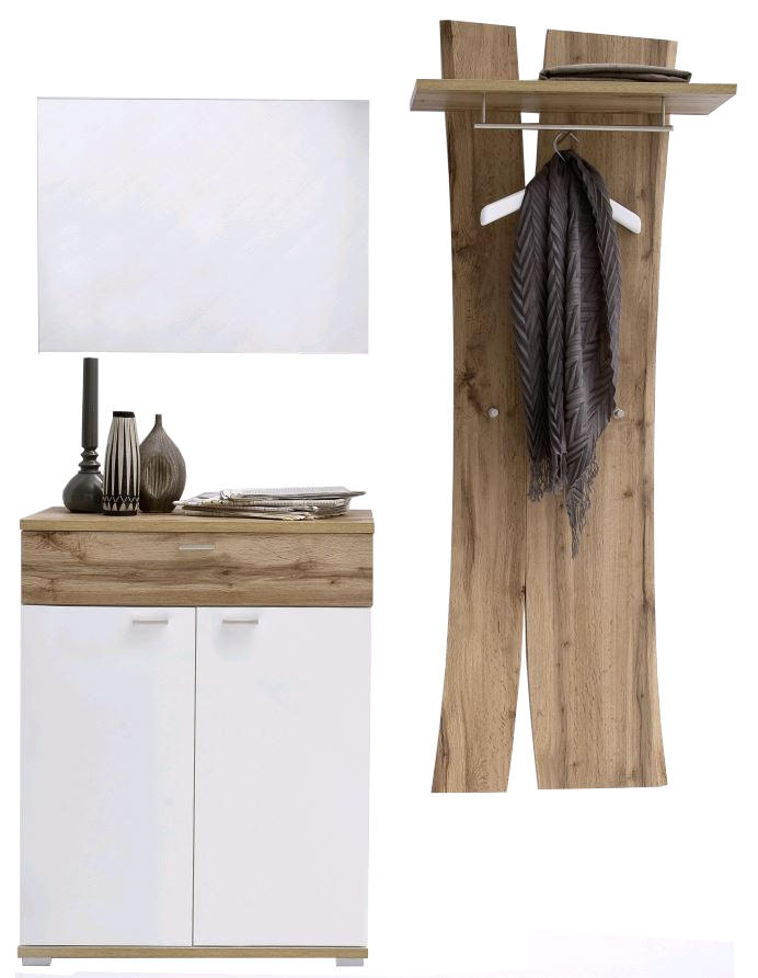 GARDEROBE Weiß, Eichefarben - Eichefarben/Weiß, Design (153/198/40cm) - Carryhome