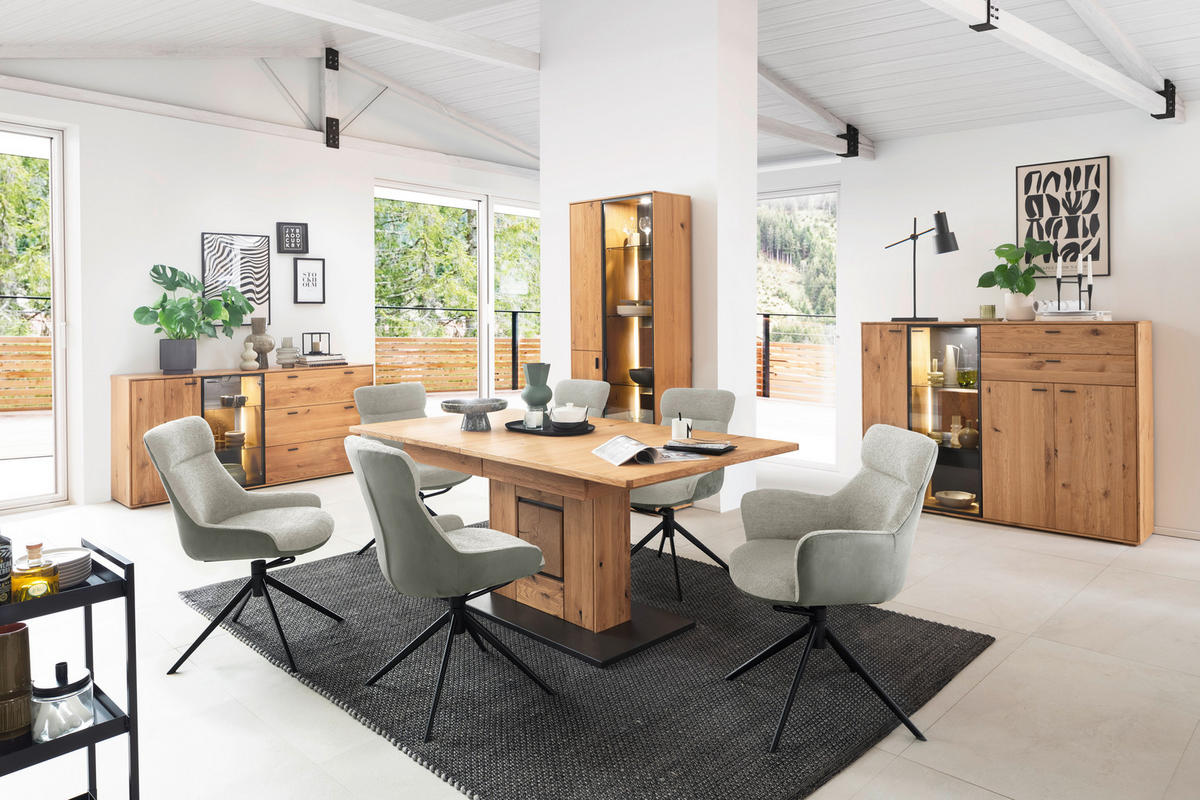 SIDEBOARD 183/88/44 cm  in Wildeiche  - Wildeiche/Anthrazit, Design, Glas/Holz (183/88/44cm) - MID.YOU