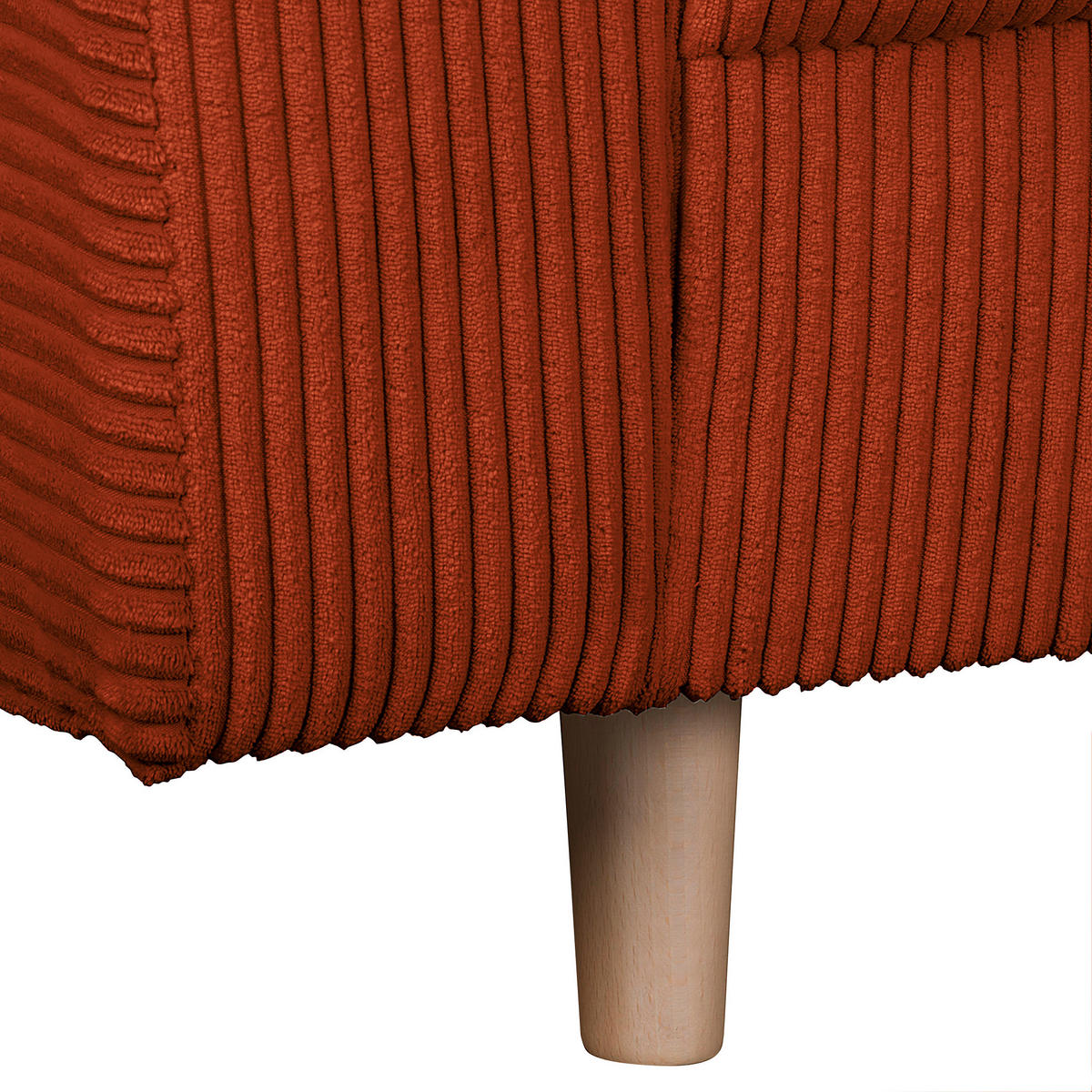 ECKSOFA inkl. Hocker Ariella in Cord Rostfarben  231/161 cm  - Rostfarben/Naturfarben, Design, Holz/Textil (231/161cm) - Livetastic