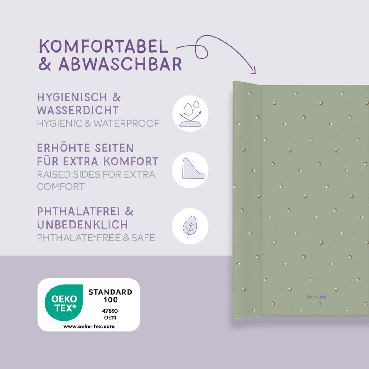 WICKELAUFLAGE Fiore grün  - Multicolor, Basics, Kunststoff (50/70/5cm) - Träumeland