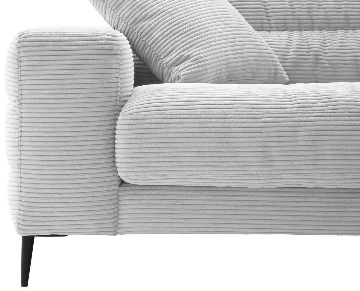 ECKSOFA in Cord Grau  207/296 cm  - Schwarz/Grau, Design, Textil/Metall (207/296cm) - Dieter Knoll