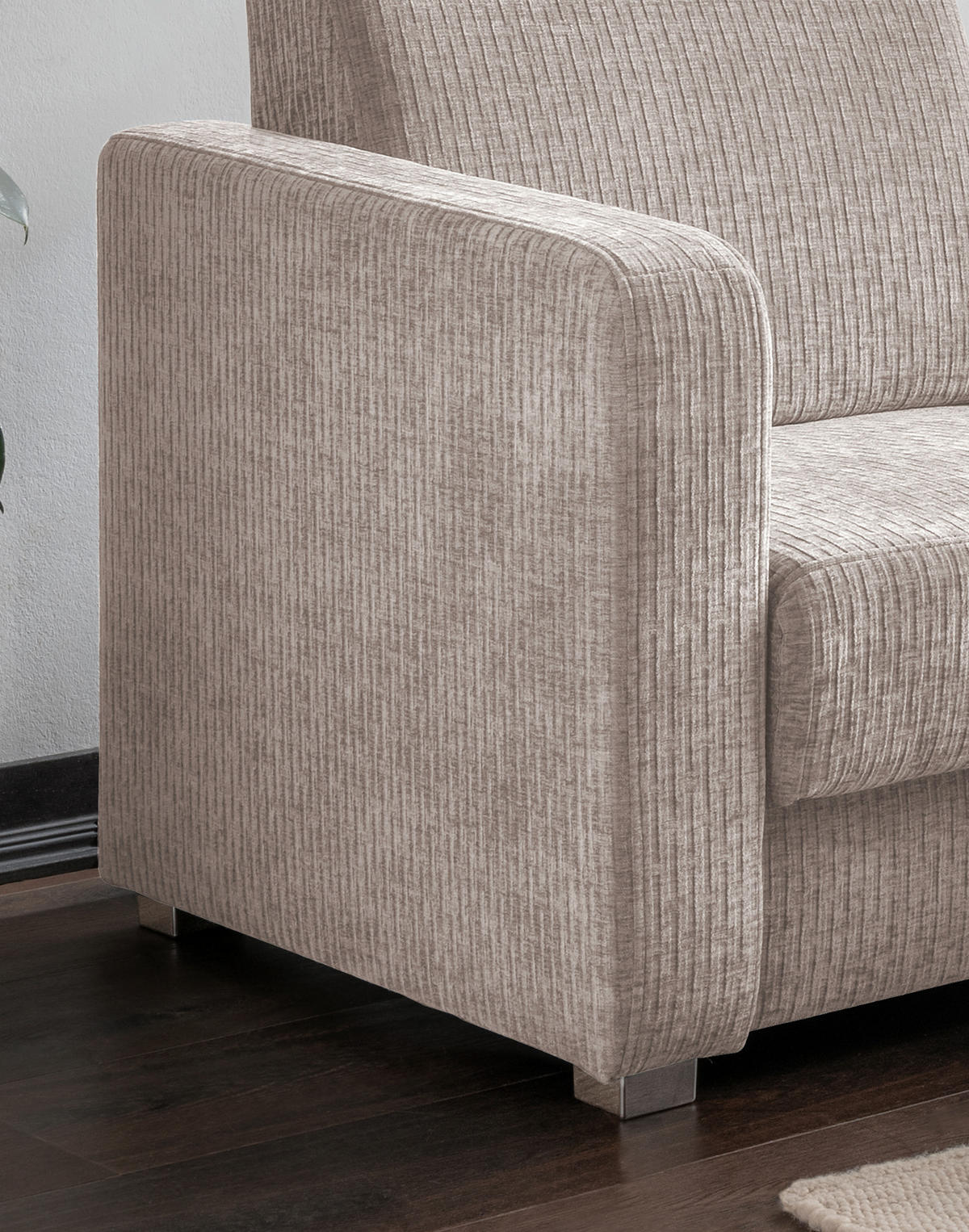 SCHLAFSOFA Mikrofaser Beige  - Chromfarben/Beige, Basics, Kunststoff/Textil (159/88/87cm) - Livetastic