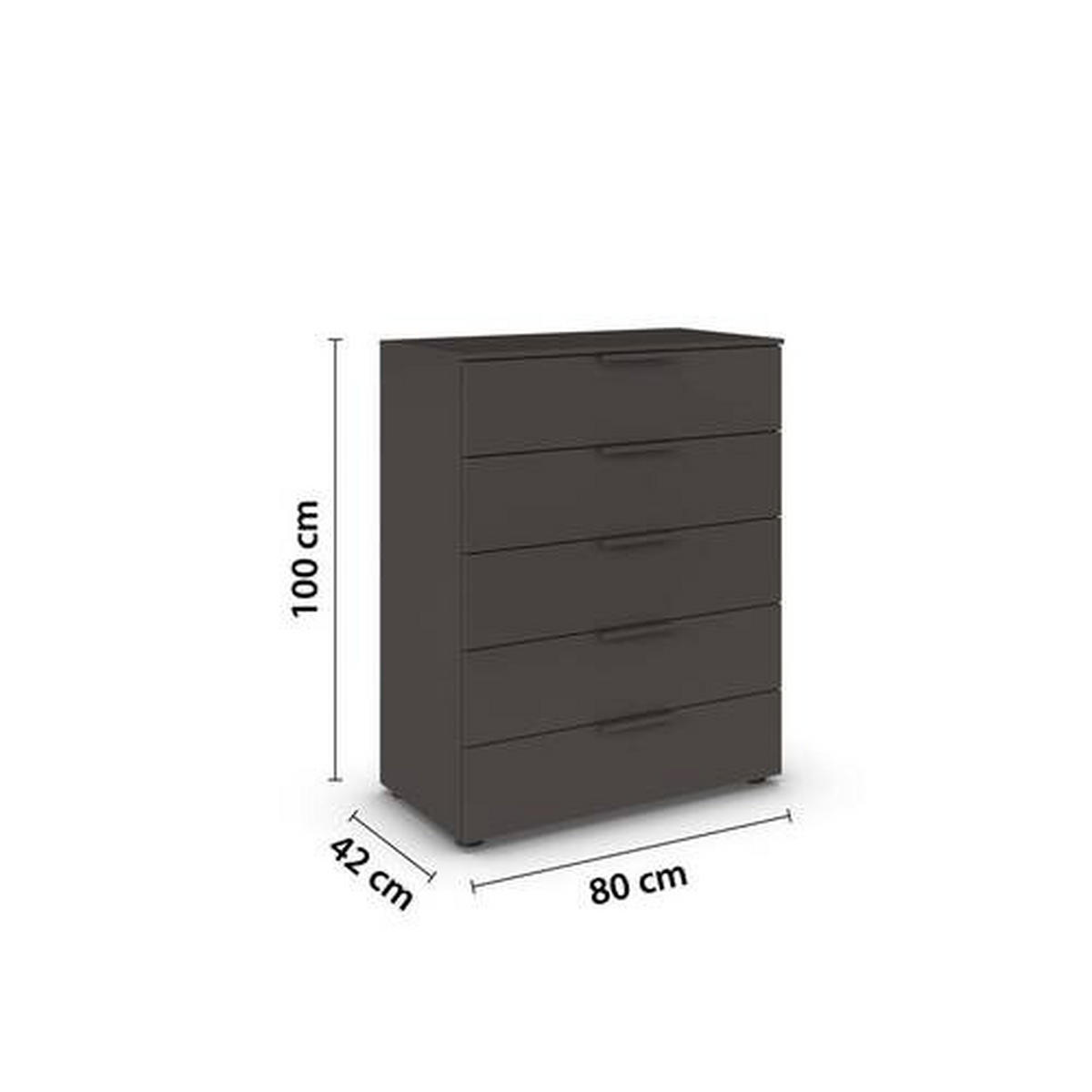 KOMÓD 80/100/42 cm  - grafitszürke/fekete, Modern, műanyag/faalapú anyag (80/100/42cm) - Rauch Möbel