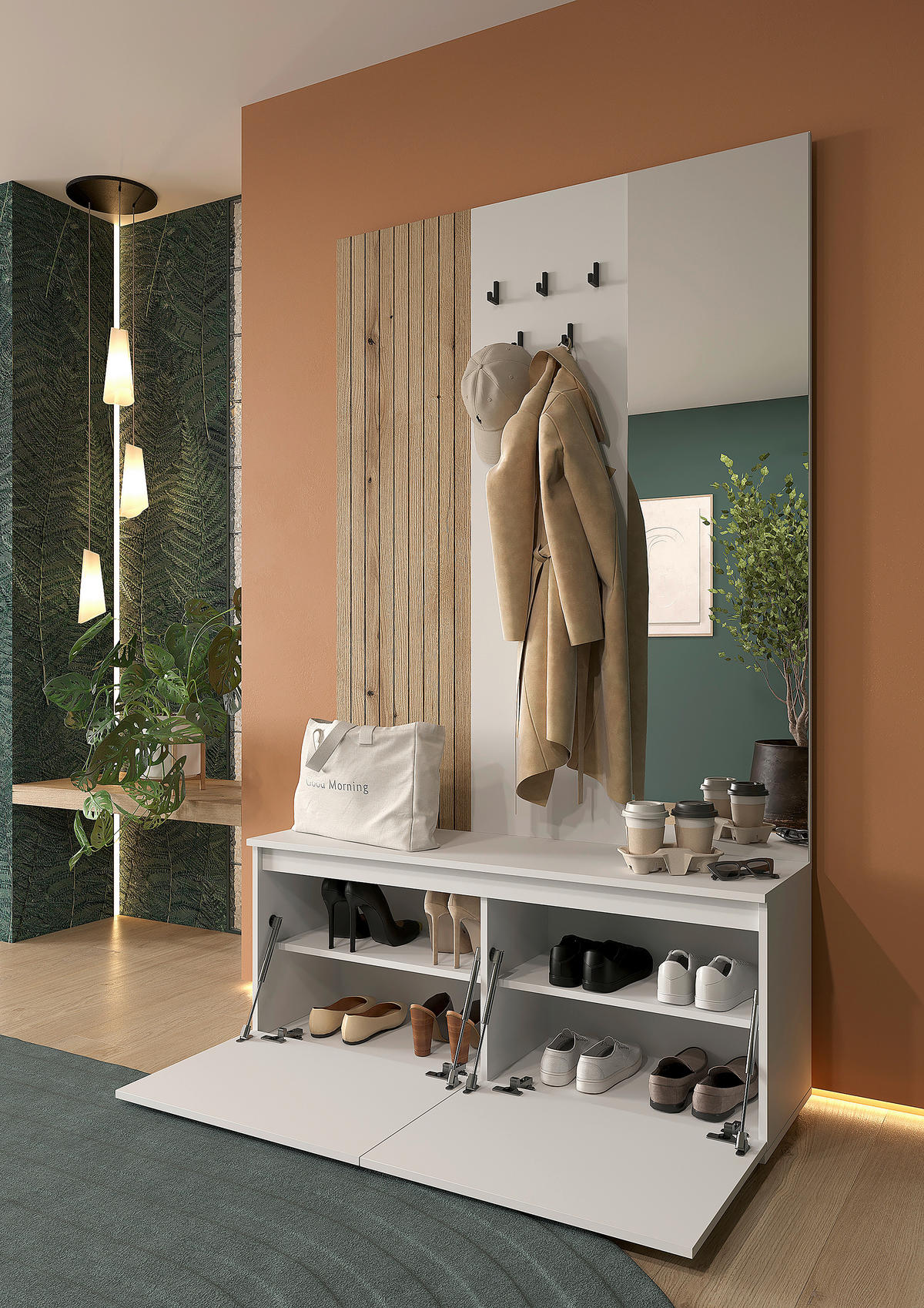 ŠATNA, 120/200/36,6 cm - bílá/barvy dubu, Konvenční, kompozitní dřevo (120/200/36,6cm) - Carryhome