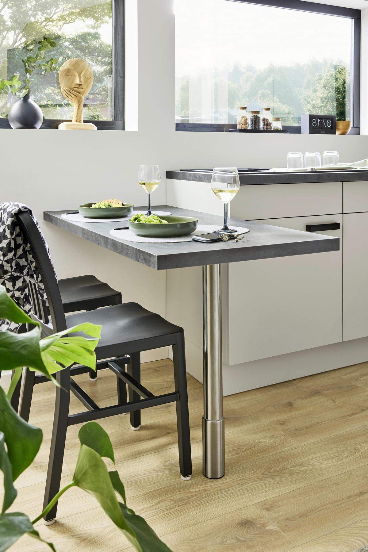 ECKKÜCHE XO 21 245/305 cm  in Hellgrau, Dunkelgrau  - Dunkelgrau/Hellgrau, Design, Holzwerkstoff/Metall (245/305cm) - Xora