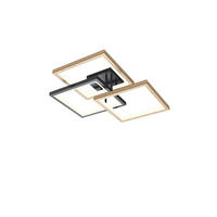 PLAFONIERĂ CU LED - culoare lemn fag/negru, Natur, lemn/metal (57/57/16cm)