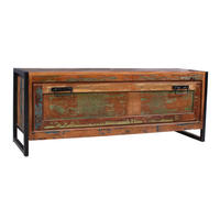 SCHUHSCHRANK Altholz massiv Multicolor  - Multicolor/Schwarz, Design, Holz/Metall (130/50/40cm) - MID.YOU