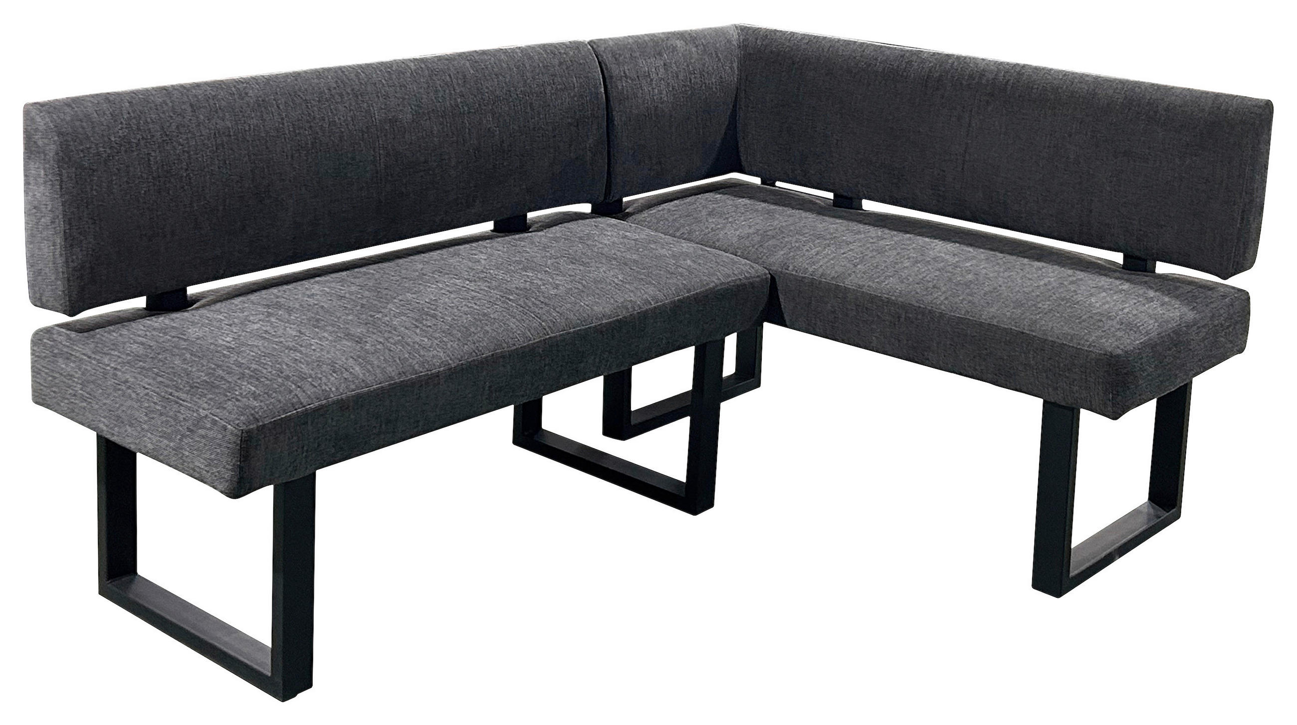 ECKBANK 181,5/125 cm  in Grau, Schwarz  - Schwarz/Grau, Design, Textil/Metall (181,5/125cm) - MID.YOU