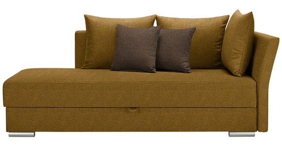 LIEGE in Webstoff Dunkelgelb - Chromfarben/Dunkelbraun, Design, Kunststoff/Textil (220/93/100cm) - Xora