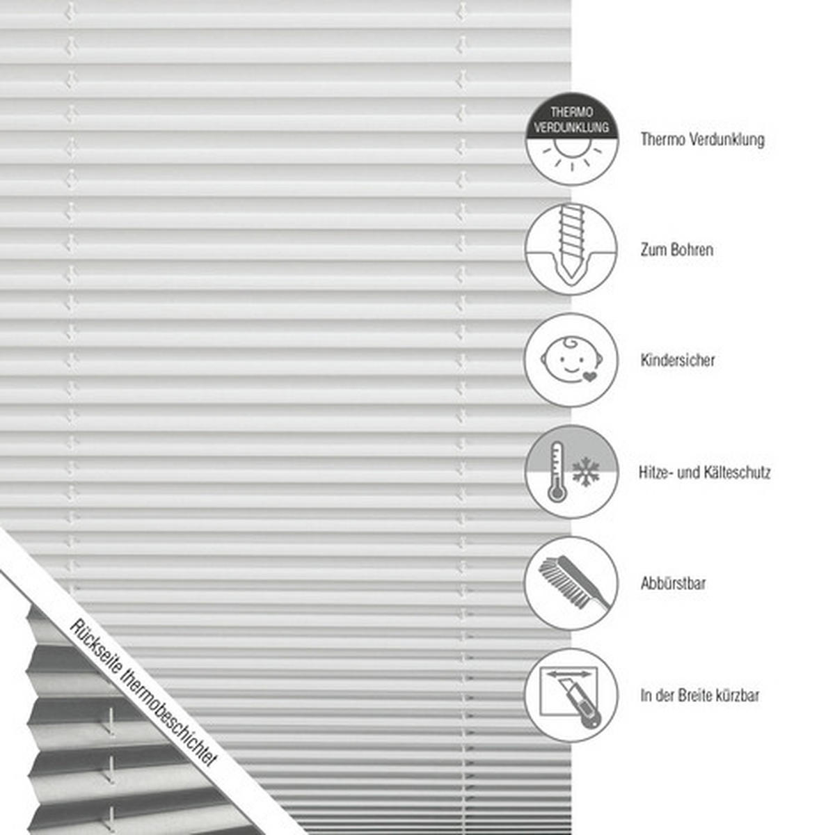 PLISSÉGARDIN  - vit, Basics, textil (50/130cm) - Schöner Wohnen