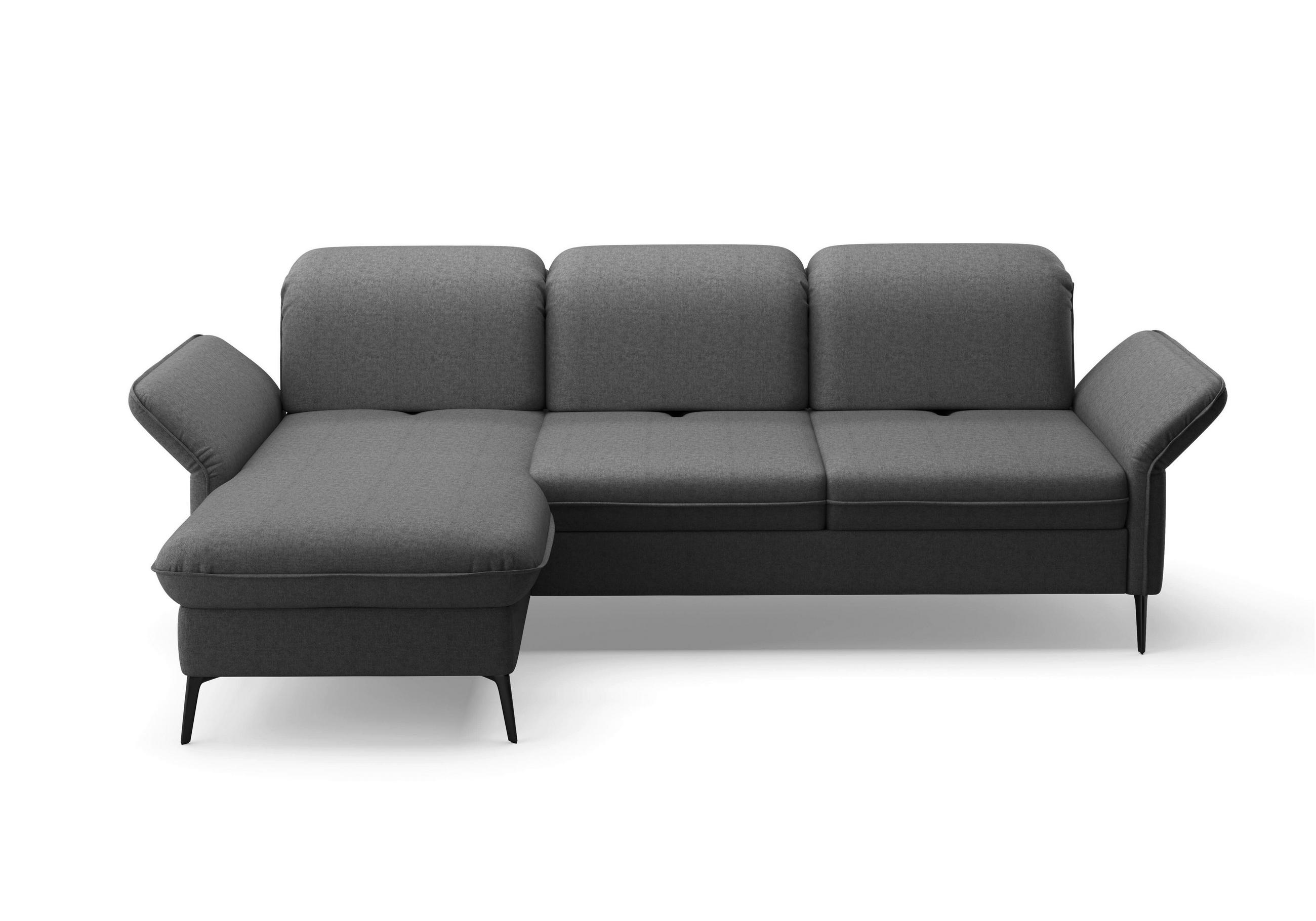 ECKSOFA in Flachgewebe Dunkelgrau  - Dunkelgrau/Schwarz, Konventionell, Textil/Metall (198/264cm) - Sit & More