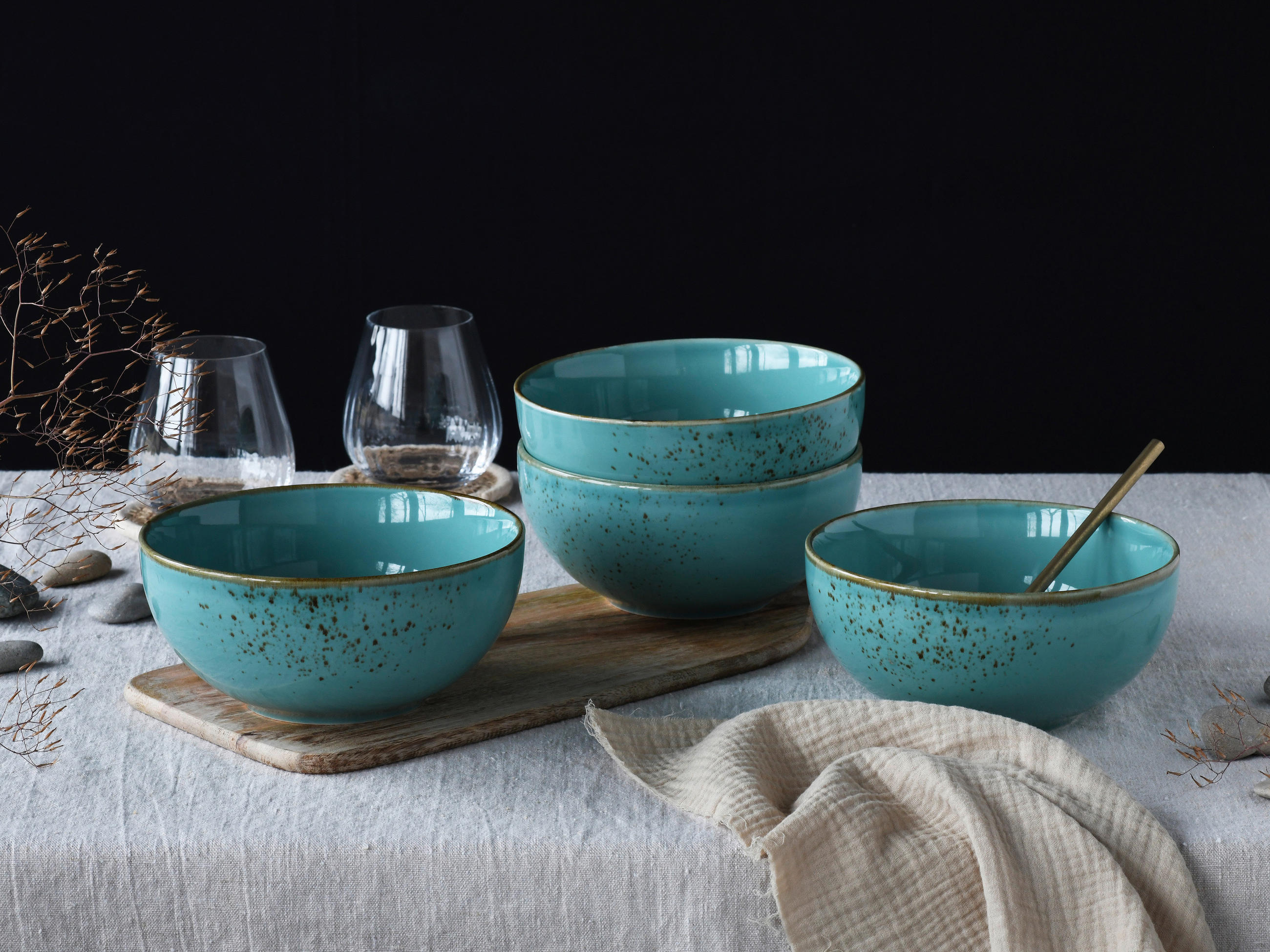 SKÅLSET 4 delar Nature Collection   - blå, Design, keramik - Creatable