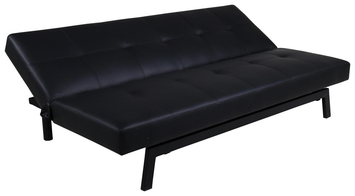 SCHLAFSOFA in Lederlook Schwarz  - Schwarz, Design, Textil/Metall (180/80/55cm) - Livetastic